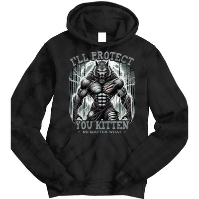 Funny Graphic ILl Protect You Kitten Alpha Wolf Tie Dye Hoodie