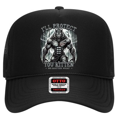 Funny Graphic ILl Protect You Kitten Alpha Wolf Trucker Hat