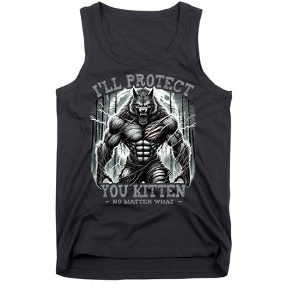 Funny Graphic ILl Protect You Kitten Alpha Wolf Tank Top