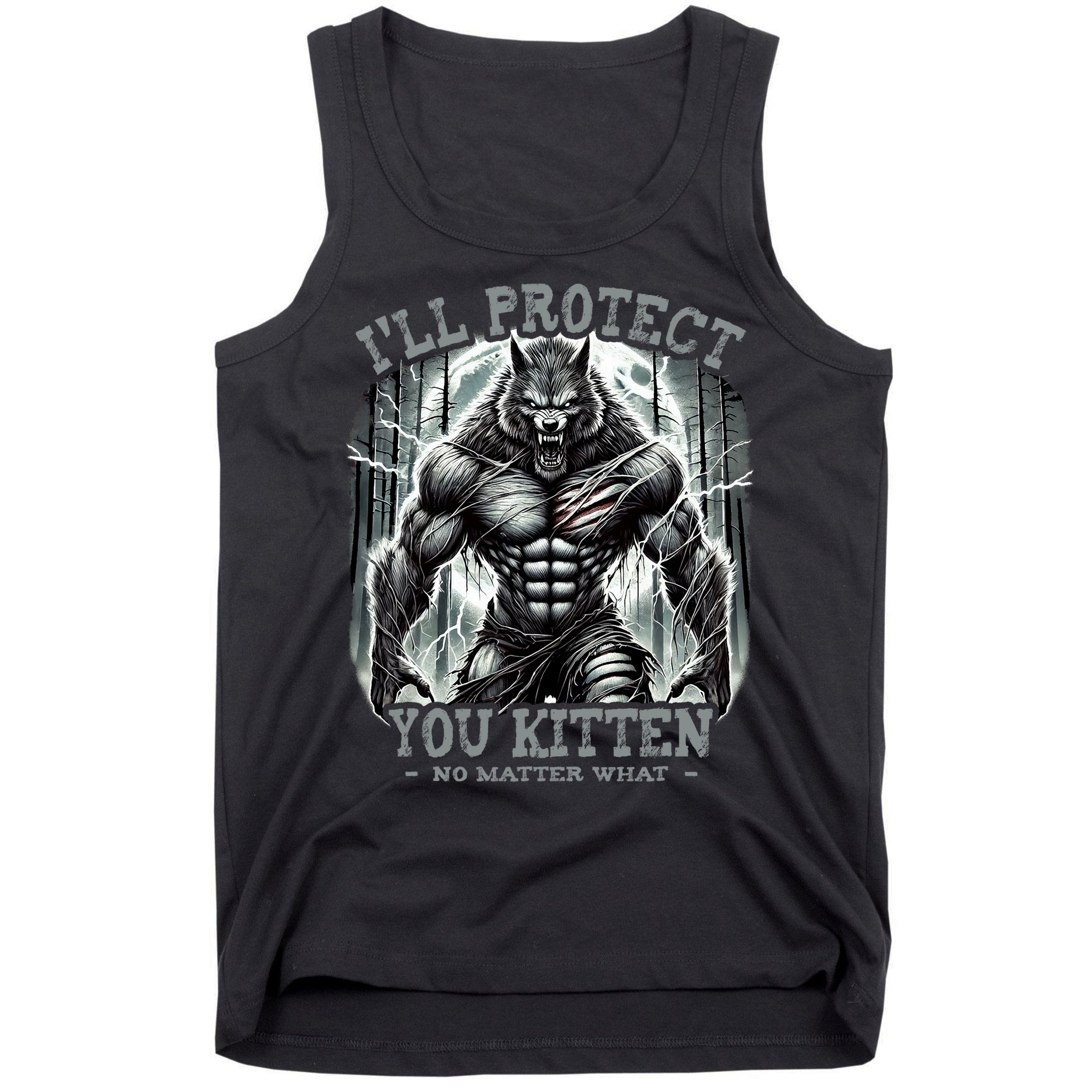 Funny Graphic ILl Protect You Kitten Alpha Wolf Tank Top