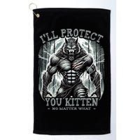 Funny Graphic ILl Protect You Kitten Alpha Wolf Golf Towel