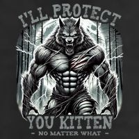 Funny Graphic ILl Protect You Kitten Alpha Wolf Golf Towel