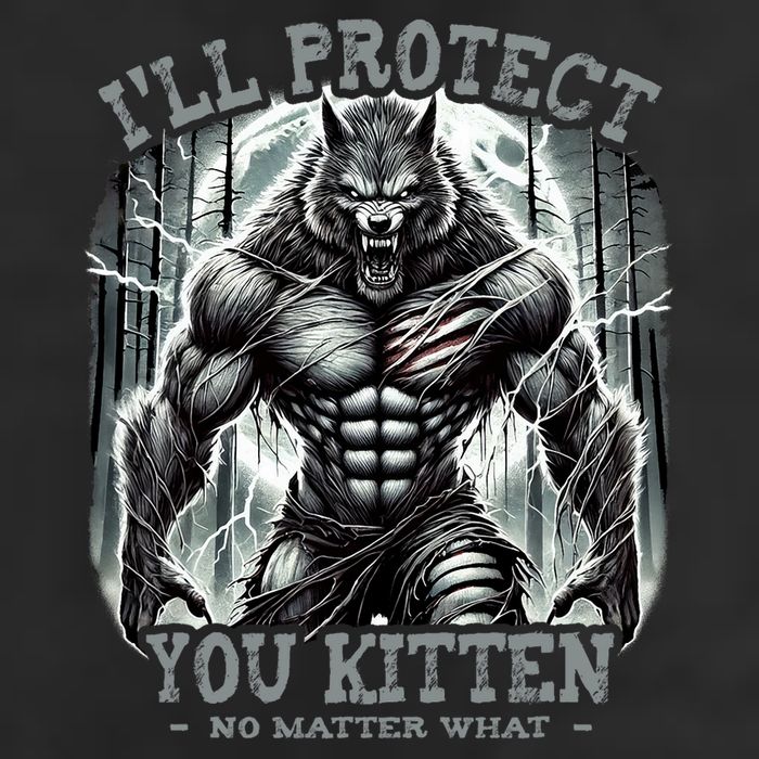 Funny Graphic ILl Protect You Kitten Alpha Wolf Golf Towel