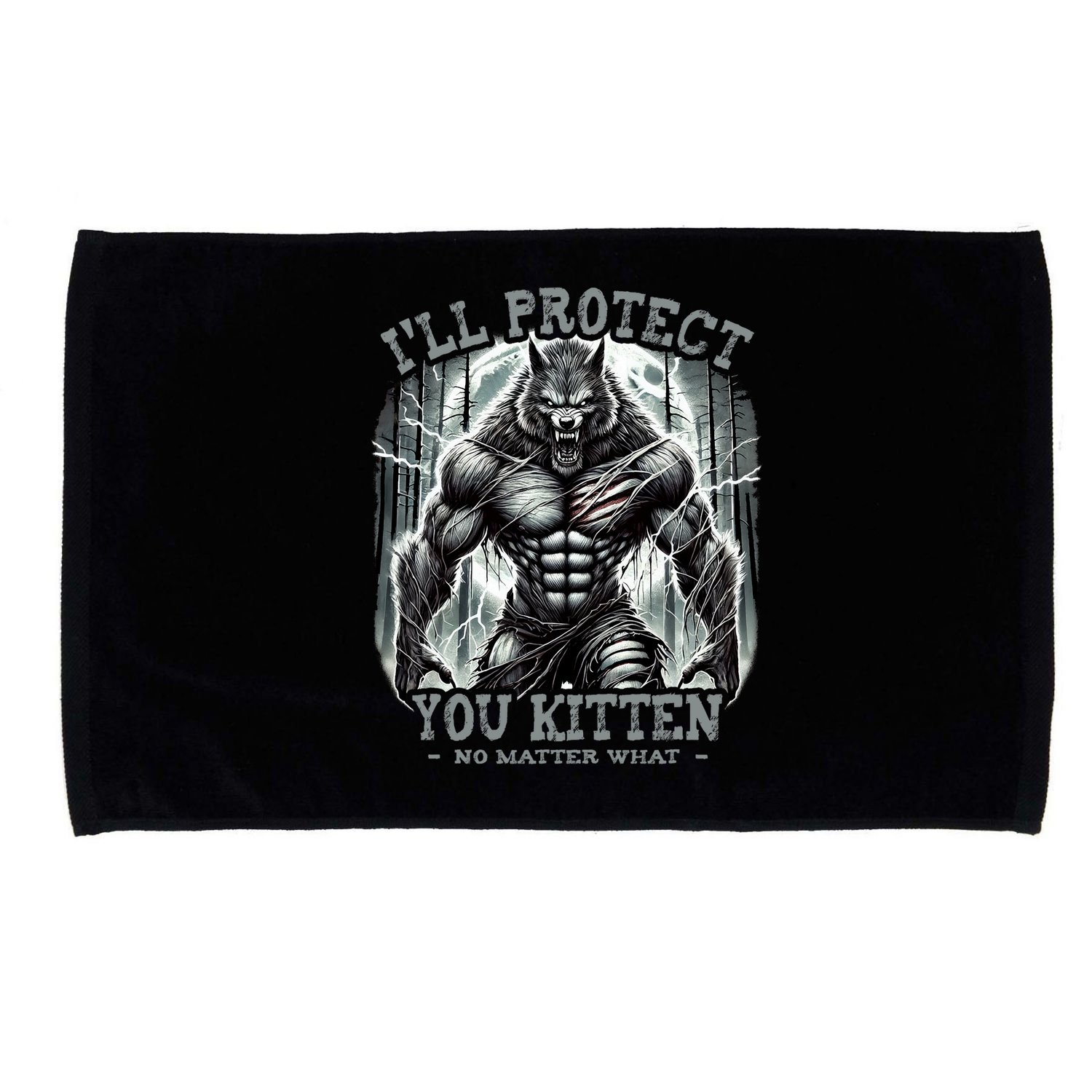 Funny Graphic ILl Protect You Kitten Alpha Wolf Microfiber Hand Towel