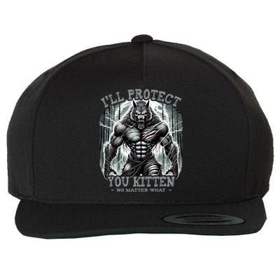 Funny Graphic ILl Protect You Kitten Alpha Wolf Wool Snapback Cap