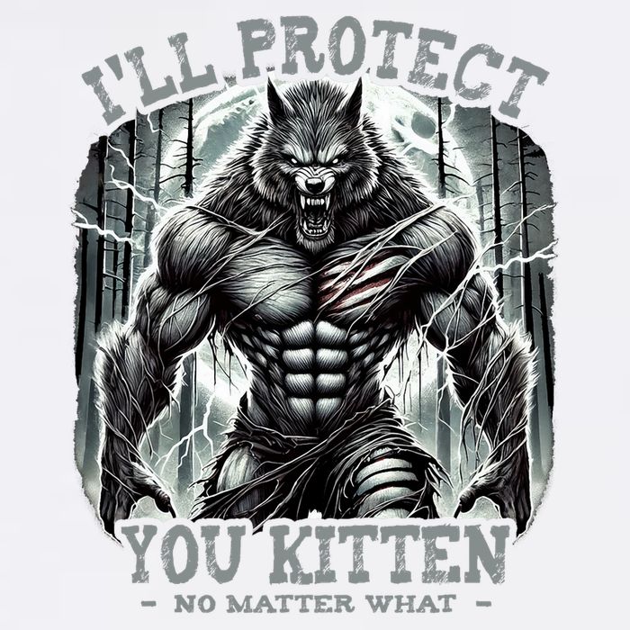 Funny Graphic ILl Protect You Kitten Alpha Wolf Garment-Dyed Sweatshirt