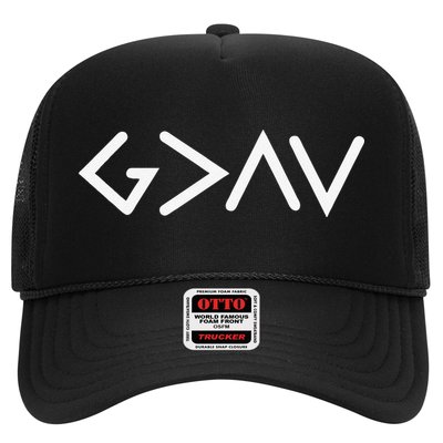 funny God Is Greater Than The Highs And Lows Trucker Hat