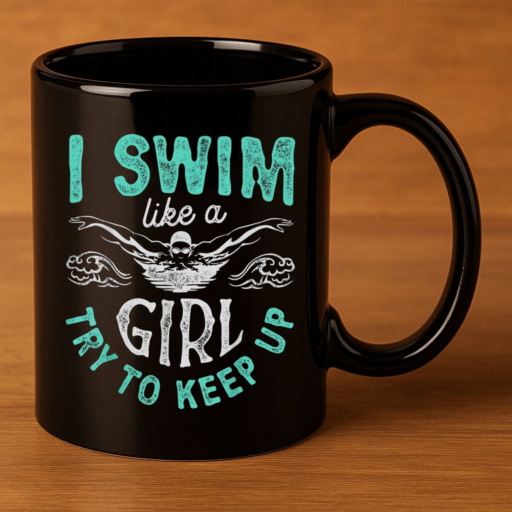 Funny Gift I Swim Like Try To Keep Up Funny Swimming Swimmer Gift 11oz C Handle Ceramic Mug