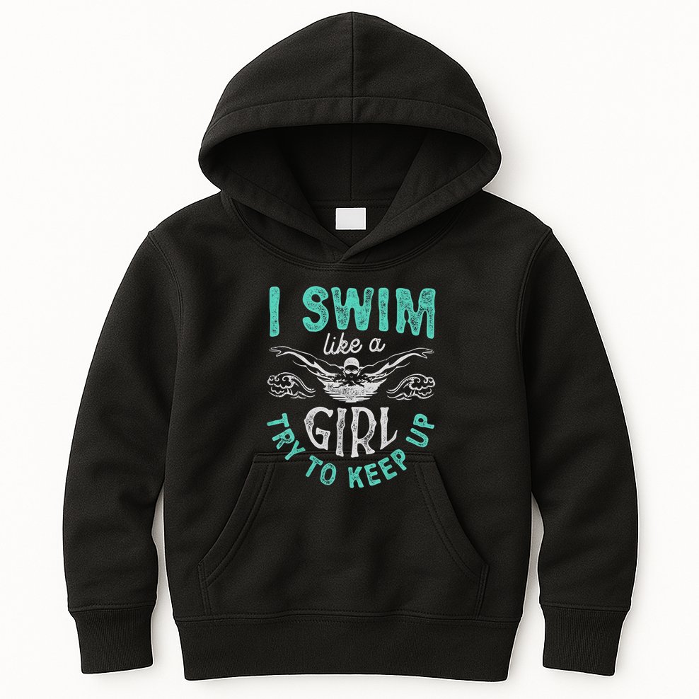 Funny Gift I Swim Like Try To Keep Up Funny Swimming Swimmer Gift Kids Hoodie