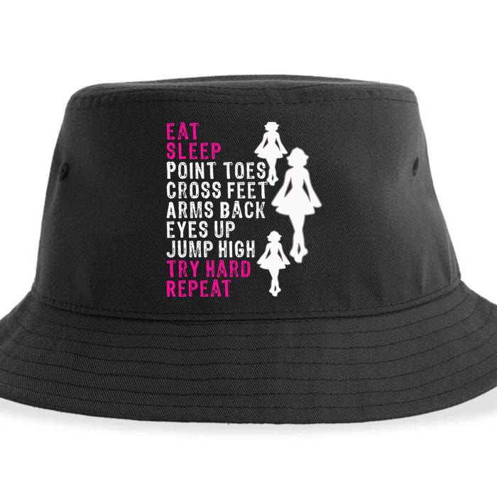 Funny Girl Irish Dance Gift, Eat Sleep Repeat Sustainable Bucket Hat