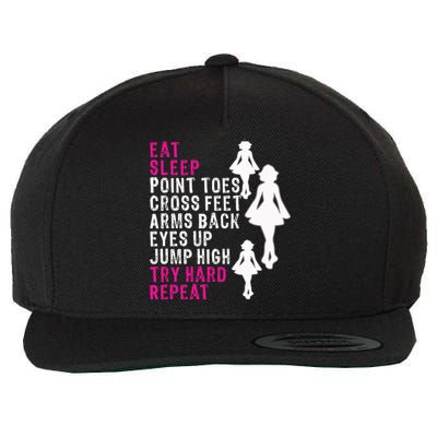 Funny Girl Irish Dance Gift, Eat Sleep Repeat Wool Snapback Cap