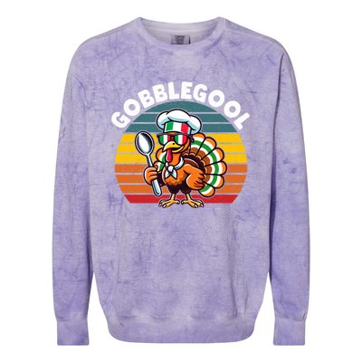 Funny Gobblegool Italian Gobble Turkey Day Fall Thanksgiving Colorblast Crewneck Sweatshirt