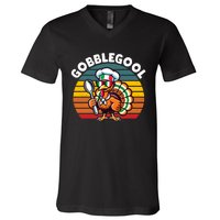 Funny Gobblegool Italian Gobble Turkey Day Fall Thanksgiving V-Neck T-Shirt