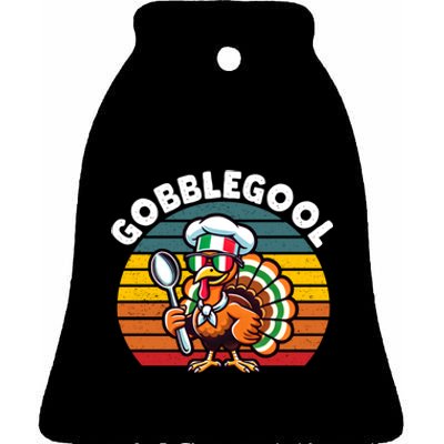 Funny Gobblegool Italian Gobble Turkey Day Fall Thanksgiving Ceramic Bell Ornament