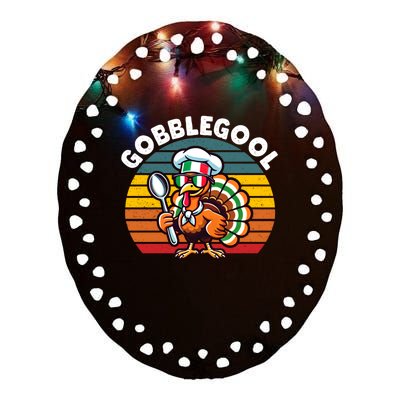 Funny Gobblegool Italian Gobble Turkey Day Fall Thanksgiving Ceramic Oval Ornament