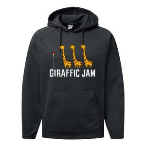 Funny Giraffic Jam Cute Giraffe Giraffe Pun Cute Giraffe Performance Fleece Hoodie