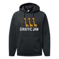 Funny Giraffic Jam Cute Giraffe Giraffe Pun Cute Giraffe Performance Fleece Hoodie