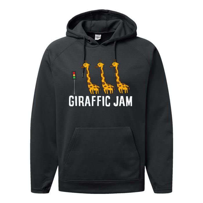 Funny Giraffic Jam Cute Giraffe Giraffe Pun Cute Giraffe Performance Fleece Hoodie