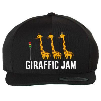 Funny Giraffic Jam Cute Giraffe Giraffe Pun Cute Giraffe Wool Snapback Cap