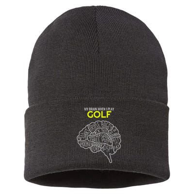 Funny Golf Joke Frustrated Angry Rubbish Golfer Dad Golfing Sustainable Knit Beanie