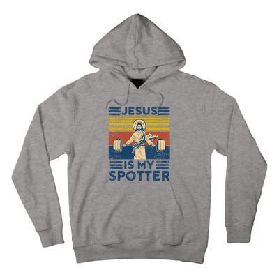 Funny Gym Jesus Is My Spotter Funny Workout Jesus Tall Hoodie