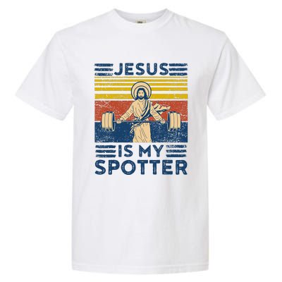 Funny Gym Jesus Is My Spotter Funny Workout Jesus Garment-Dyed Heavyweight T-Shirt