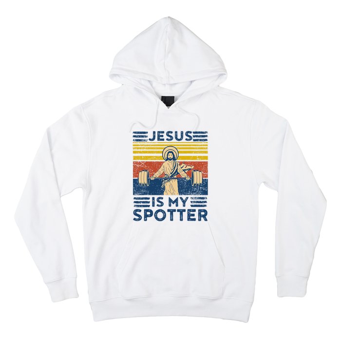 Funny Gym Jesus Is My Spotter Funny Workout Jesus Hoodie