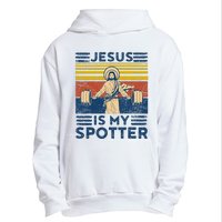 Funny Gym Jesus Is My Spotter Funny Workout Jesus Urban Pullover Hoodie