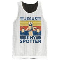 Funny Gym Jesus Is My Spotter Funny Workout Jesus Mesh Reversible Basketball Jersey Tank