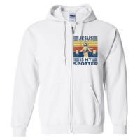 Funny Gym Jesus Is My Spotter Funny Workout Jesus Full Zip Hoodie