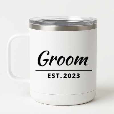 Funny Groom, Just Married Couples Set Tee, Groom Tee 12 oz Stainless Steel Tumbler Cup