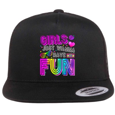 Funny Girls Just Wanna Have Fun Awesome 70's 80's 90's 1980s  Flatbill Hat