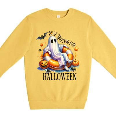 Funny Ghost Just Waiting For Halloween Gift Premium Crewneck Sweatshirt