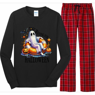 Funny Ghost Just Waiting For Halloween Gift Long Sleeve Pajama Set