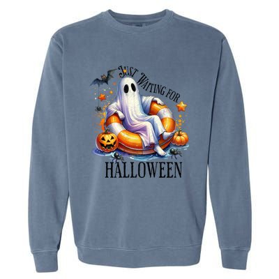 Funny Ghost Just Waiting For Halloween Gift Garment-Dyed Sweatshirt