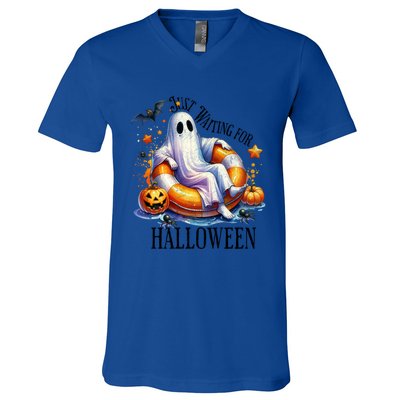 Funny Ghost Just Waiting For Halloween Gift V-Neck T-Shirt