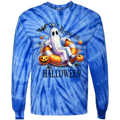 Funny Ghost Just Waiting For Halloween Gift Tie-Dye Long Sleeve Shirt