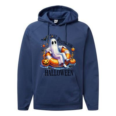 Funny Ghost Just Waiting For Halloween Gift Performance Fleece Hoodie