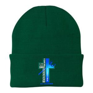 Faith God Jesus Christ Als Warrior Als Fighter Als Awareness Knit Cap Winter Beanie