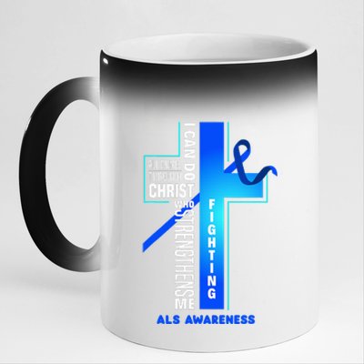 Faith God Jesus Christ Als Warrior Als Fighter Als Awareness 11oz Black Color Changing Mug