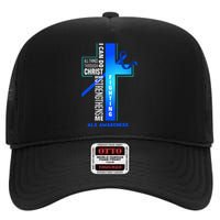 Faith God Jesus Christ Als Warrior Als Fighter Als Awareness High Crown Mesh Back Trucker Hat