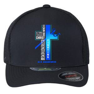 Faith God Jesus Christ Als Warrior Als Fighter Als Awareness Flexfit Unipanel Trucker Cap