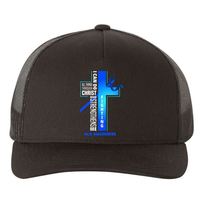 Faith God Jesus Christ Als Warrior Als Fighter Als Awareness Yupoong Adult 5-Panel Trucker Hat