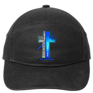 Faith God Jesus Christ Als Warrior Als Fighter Als Awareness 7-Panel Snapback Hat