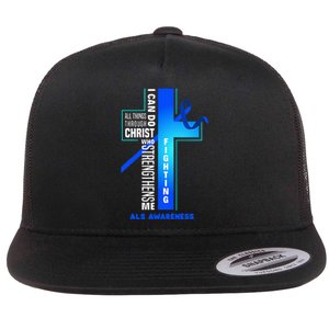 Faith God Jesus Christ Als Warrior Als Fighter Als Awareness Flat Bill Trucker Hat