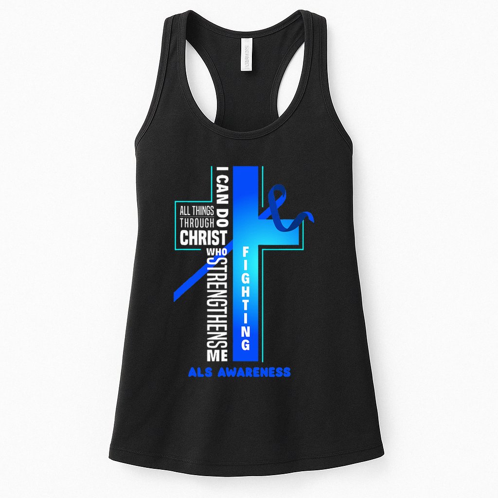 Faith God Jesus Christ Als Warrior Als Fighter Als Awareness Womens Tank Top