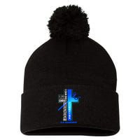 Faith God Jesus Christ Als Warrior Als Fighter Als Awareness Pom Pom 12in Knit Beanie