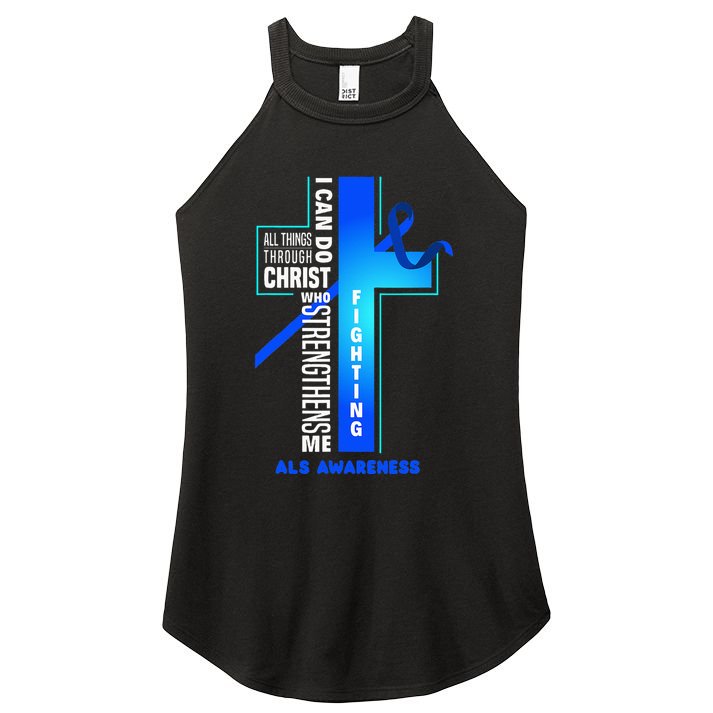 Faith God Jesus Christ Als Warrior Als Fighter Als Awareness Women's Perfect Tri Rocker Tank