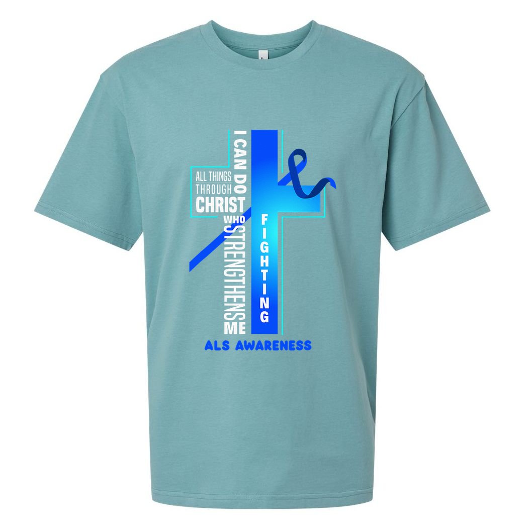 Faith God Jesus Christ Als Warrior Als Fighter Als Awareness Sueded Cloud Jersey T-Shirt