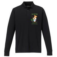 Funny Gardener Joke Gardening Helps You Hide The Bodies Performance Long Sleeve Polo